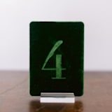 "Double Sided Table Number - Small Rectangle - Emerald" - Table Numbers in green by Velvet Raptor