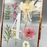 "Wedding Table Number Rose Gold Glass Pressed Flower Frame" - Table Numbers in pink by Christine OMalley