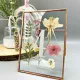 "Wedding Table Number Rose Gold Glass Pressed Flower Frame" - Table Numbers in pink by Christine OMalley