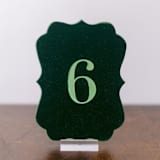 "Double Sided Table Number - Scroll - Emerald" - Table Numbers in green by Velvet Raptor