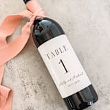 "Personalized Table Number Wine Labels" - Table Numbers in pink by The Pretty Little Mess