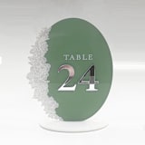 "Oval Acrylic Table Numbers w Silver Mirror Numbers" - Table Numbers in clear by Artifacture