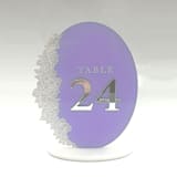 "Oval Acrylic Table Numbers w Silver Mirror Numbers" - Table Numbers in clear by Artifacture