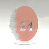 "Oval Acrylic Table Numbers w Silver Mirror Numbers" - Table Numbers in clear by Artifacture