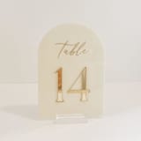 "Ivory & Gold Arch Acrylic Table Number" - Table Numbers in gold by Alexandra Ettis