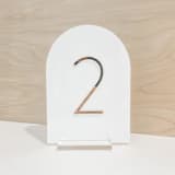 "White & Gold Arch Acrylic Table Number" - Table Numbers in white by Alexandra Ettis