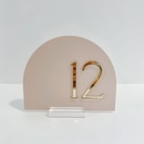 "Blush & Gold Arch Acrylic Table Number" - Table Numbers in gold by Alexandra Ettis