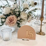 "Blush & Gold Arch Acrylic Table Number" - Table Numbers in gold by Alexandra Ettis