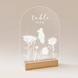 "Acrylic Queen Anne's Lace Wedding Table Number with Natural Wood Stand, Set of 1" - Table Numbers in white by Iveta Abolina