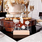 "Acrylic Queen Anne's Lace Wedding Table Number with Natural Wood Stand, Set of 1" - Table Numbers in white by Iveta Abolina