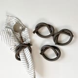 "Handmade Ceramic Knot Napkin Ring Set of 4 - Chocolate" - Napkin Rings in brown by Joanne Lee