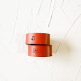 "Personalized Leather Napkin Rings, Set of 5" - Napkin Rings in brown by Left Grain