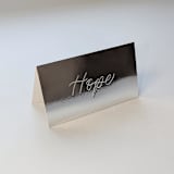 "Hand Debossed Place Card | Silver Chrome Tent Style with First Name" - Place and Escort Cards in silver by Sam Dubeau