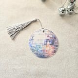 "Watercolor Disco Ball Place Card with Silver Tassel- Personalized with Calligraphy- Set of 10" - Place and Escort Cards in multicolor by Inkspiringletters