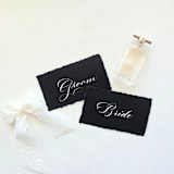 "Custom Calligraphy Place Cards- Black Hand-torn Paper- Set of 10" - Place and Escort Cards in black by Inkspiringletters