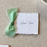 "Handmade Paper Place Cards with Sage Green Bow | Set of 10 | Custom Text" - Place and Escort Cards in green by Cotton and Bow