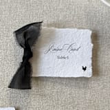 "Handmade Paper Place Cards with Black Bow | Set of 10 | Custom Text" - Place and Escort Cards in black by Cotton and Bow