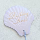 "White Watercolor Seashell Place Card with Blue Tassel- Personalized with Calligraphy- Set of 10" - Place and Escort Cards in white by Inkspiringletters