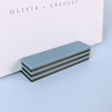 "Striped Rectangle Table Number Holder, Dusty Blue & Army Green, Set of 5" - Place and Escort Cards in multicolor by Corduroy Effect
