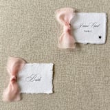 "Handmade Paper Place Cards with Blush Bow | Set of 10 | Custom Text" - Place and Escort Cards in pink by Cotton and Bow