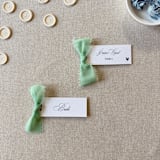 "Slim Place Cards With Sage Green Bow | Set Of 10 | Custom Text" - Place and Escort Cards in green by Cotton and Bow