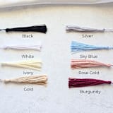 "Faux Leather Tag with Tassel- Personalized - Set of 10" - Place and Escort Cards in blue by Inkspiringletters