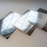 "Hand Debossed Place Card, Buffet Card | Silver Chrome Tent Style with Full Name, 2-4 words" - Place and Escort Cards in silver by Sam Dubeau