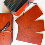 "Personalized Leather Place Cards, Set of 10" - Place and Escort Cards in brown by Left Grain
