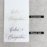"Custom calligraphy place cards | White tent place cards | Copperplate calligraphy" - Place and Escort Cards in multicolorassorted-colors by Maria Ferrer G.