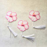 "Watercolor Pink Hibiscus Place Card with Tassel- Personalized- Set of 10" - Place and Escort Cards in pink by Inkspiringletters