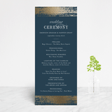 "Gold Leaf" - Wedding Programs in Indigo by Kelly Schmidt - Front