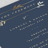 "Botanical Ampersand" - Wedding Programs in Navy by Hooray Creative - Detail