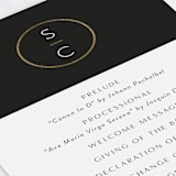 "New Monogram" - Wedding Programs in Licorice by Jessica Williams - Detail