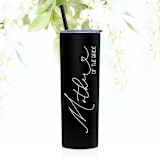 "Mother of the Bride Tumbler | Black | 20 Ounce" - Gifts for Parents in black by Leslie Berry