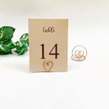 "Rose Gold Wire Heart Table Number Card Holder, Set of 5" - Place Card Holders in pink by JV Country Creations