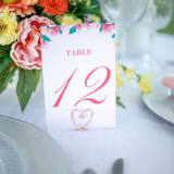 "Rose Gold Wire Heart Table Number Card Holder, Set of 5" - Place Card Holders in pink by JV Country Creations