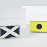 "Nautical flag placecard holders, yellow, set of four" - Place Card Holders in yellow by Joanna Buchanan