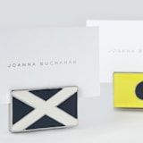 "Nautical flag placecard holder, navy, set of four" - Place Card Holders in blue by Joanna Buchanan