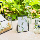 "Black Glass Gold Vertical 5x7" Card Holder" - Place Card Holders in black by Lea Li