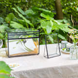 "Black Glass Gold Vertical 5x7" Card Holder" - Place Card Holders in black by Lea Li