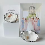 "Silver Leaf Oyster Shell Place Card Holder" - Place Card Holders in gray by Anna Sibley
