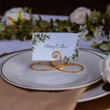 "Gold Wire Infinity Table Number Card Holder, Set of 5" - Place Card Holders in multicolor by JV Country Creations