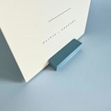 "Dusty Blue Rectangle Table Number Holder, Set of 5" - Place Card Holders in blue by Corduroy Effect