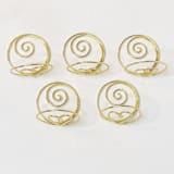 "Gold Wire Heart Table Number Card Holder, Set of 5" - Place Card Holders in multicolor by JV Country Creations
