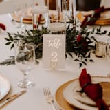 "Gold Wire Heart Table Number Card Holder, Set of 5" - Place Card Holders in multicolor by JV Country Creations