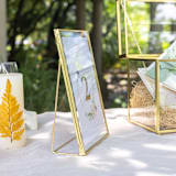 "Brass and Glass Gold Vertical 6x8" Card Holder" - Place Card Holders in gold by Lea Li