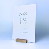 "Personalized Brass Color Rectangle Table Number Holders, Set of 5" - Place Card Holders in brass by Corduroy Effect