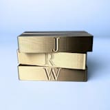 "Personalized Brass Color Rectangle Table Number Holders, Set of 5" - Place Card Holders in brass by Corduroy Effect