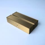 "Personalized Brass Color Rectangle Table Number Holders, Set of 5" - Place Card Holders in brass by Corduroy Effect
