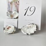 "Silver Leaf Oyster Shell Photo Holder" - Place Card Holders in beige by Anna Sibley
